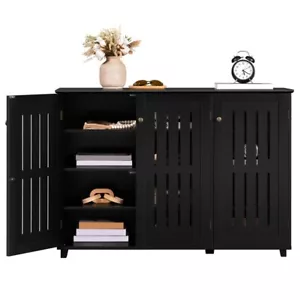 4 Tier Shoe Storage Cabinet Closed Shoes Rack with Adjustable Shelves Entryway - Picture 1 of 12