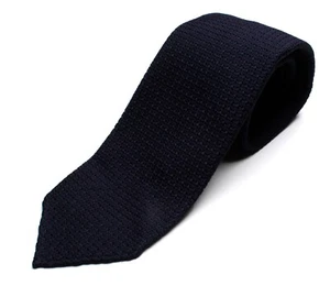 DRAKE'S London tie (DR1AAN-06654-11) Grenadine Handrolled solid tie DARK NAVY - Picture 1 of 8