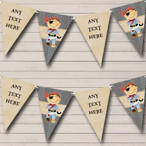 Black & White Striped Pirate Personalised Childrens Party Bunting - Picture 1 of 1