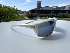 NIKE ADRENALINE MI EV1134 144 Sunglasses White Frame Blue Lenses 65mm #K70 - Picture 1 of 11