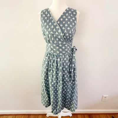 Vestido midi envolvente de algodón vintage para mujer años 70 80 mediano preppy retro costero informal Foto 1 de 4