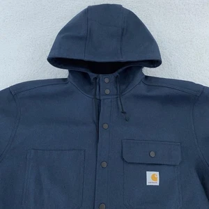 Carhartt Rain Defender Fleece Lined Snap Front Hooded Jacket Mens L Relaxed Fit - Picture 1 of 9