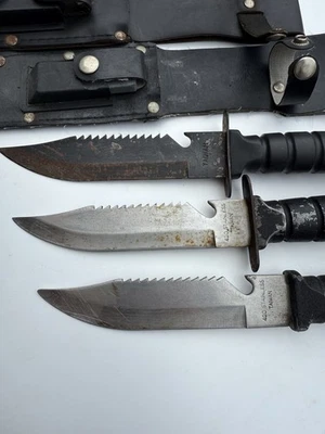 Cuchillo Bowie/caza de supervivencia Rambo brújula de acero inoxidable funda de Taiwán lote de 3 Foto 1 de 4