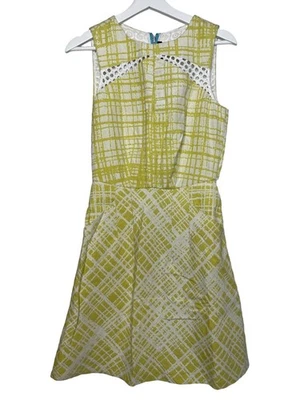 Walter Baker Dress Womens XS Yellow White Plaid Fit Flare Sleeveless Work Party - Image 1 of 4