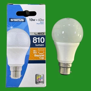 4x 10W (=60W) LED GLS Pearl Light Bulbs Bayonet BC B22, 2700K Warm White Lamp - Picture 1 of 3