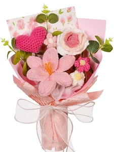 Ramo de Flores de Ganchillo - Crochet Tulipanes Rosas Amor Corazón Margaritas Tejido Flo... - Imagen 1 de 7