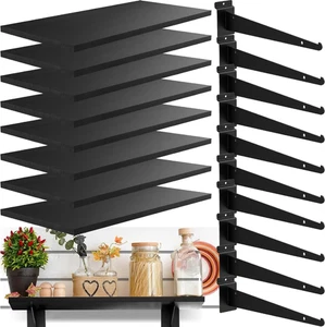 8 Pack Wooden Slatwall Shelf, 23.6"D X 11.8"W Slatwall Shelves with Metal Bracke - Afbeelding 1 van 7
