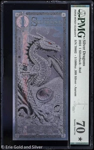 2024 Silver Dragons Silverback 1/1000 oz Silbernote PMG 70 Star Dragon UNC Gem - Bild 1 von 2