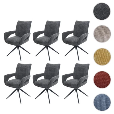 6er-Set Esszimmerstuhl HWC-O78, Stuhl drehbar Auto-Return Stoff Chenille Öko-Tex - Bild 1 von 4