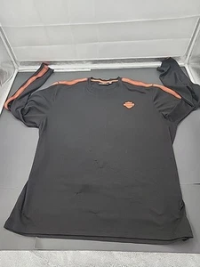 Harley Davidson Performance Shirt Men's Size 2XL XXL Black Orange Race Stripes - Picture 1 of 9