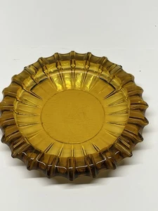 Vintage 10” Amber Sunburst Ashtray Preowned Excellent Condition - Picture 1 of 7