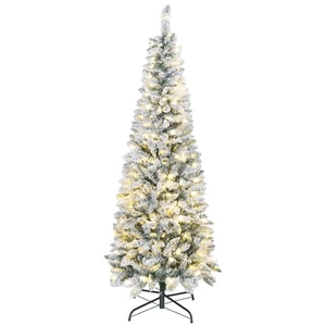 HOMCOM Albero di Natale Finto con 180 Luci LED Ø65x180 cm, Verde e Bianco - Foto 1 di 10