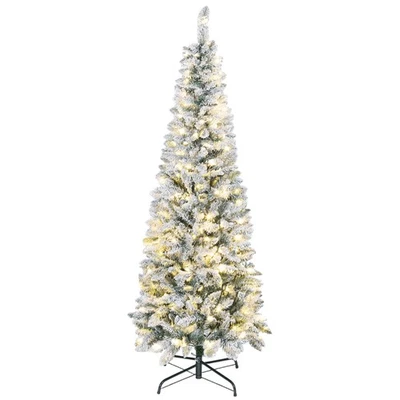 HOMCOM Albero di Natale Finto con 180 Luci LED Ø65x180 cm, Verde e Bianco - Immagine 1 di 4