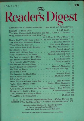 Reader's Digest Australia - April 1951 - Hamilton Basso + Fulton Oursler - Image 1 of 2