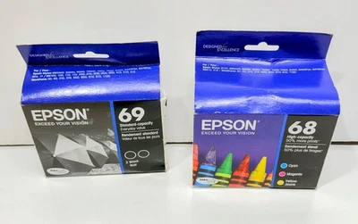 5 Total Genuine Epson 68 69 Color and Black Cartridges *READ* Best By 2019 2021 - Image 1 of 4