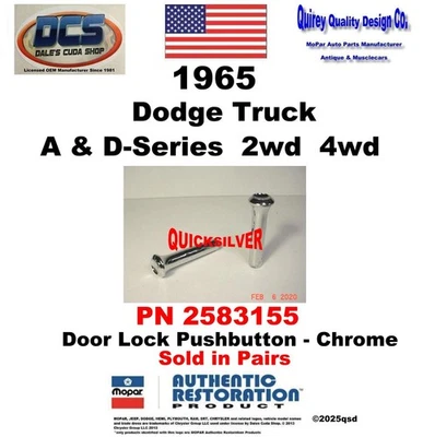 Dodge Truck 1965 serie A carrocería cromada cerradura de puerta pulsadores 2486581 nuevo MoPar Foto 1 de 2
