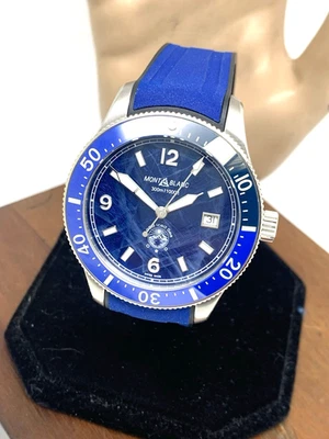 Montblanc Men's Watch 129370 Iced Sea 1858 Swiss Automatic Blue Dial Rubber Band - Image 1 of 4