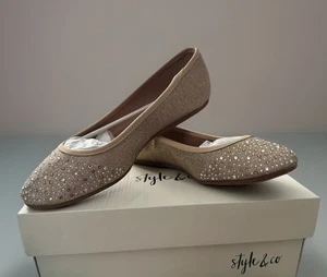 Style & Co. Women's Angelynn Gold Ballet Flats Shoes 8 Medium - Picture 1 of 5