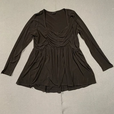 Torrid Womens Black Ruched Romantic Goth Long Sleeve Top Plus Size 1X 14/16 - Image 1 of 4