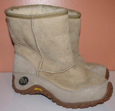 Botines Merrell Beige Gamuza Cuero Sherpa Forrados Rendimiento Talla 7.5 M Foto 1 de 4