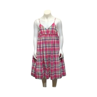 Vestido de verano con correa de espagueti para niñas American Living talla 14 rosa a cuadros Foto 1 de 4