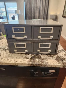 Vintage Shaw Walker Metal 2 Drawer Index Card File Cabinet 17”x 16”x 10.5” - Picture 1 of 9