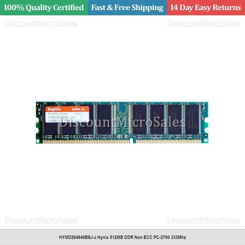 HYMD264646B8J-J Hynix 512MB DDR Non ECC PC-2700 333Mhz - Image 1 of 1