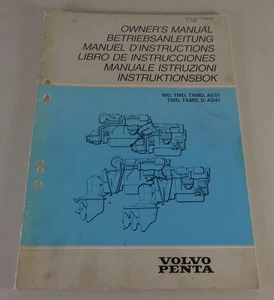 Operating Manual Volvo Penta Boat Engine AD31A, B To TAMD41A, B Status 07/1989 - Picture 1 of 2