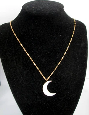 Collar Cadena Oro Torcido Luna Media Luna Madreperla 20" Ajustable Foto 1 de 4