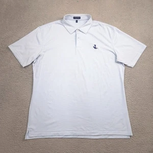 Peter Millar Crown Crafted Men XL Blue White Stripe Polo Shirt Stretch - Picture 1 of 13