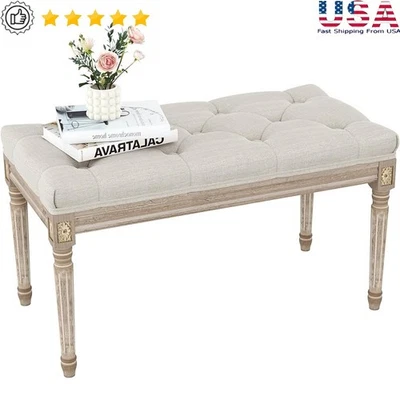 Mid Century Upholstered Stool French Piano Bench Vanity Dressing Room Seating US - Image 1 of 4