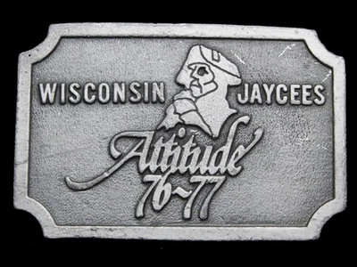 MF13137 HEBILLA DE CINTURÓN VINTAGE AÑOS 70 **WISCONSIN JAYCEES** ACTITUD 76-77 Foto 1 de 2