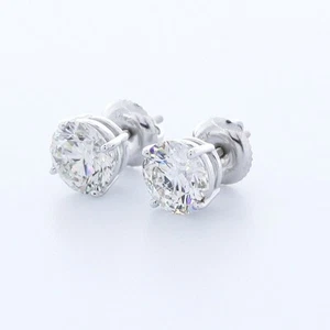 2.1 CT LAB-CREATED DIAMONDS E/VS2 ROUND CUT 14K WHITE GOLD 4-PRONG CLASSIC STUDS - Picture 1 of 3