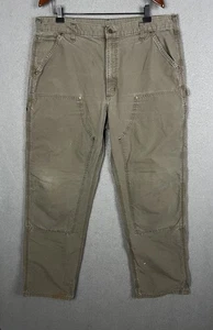 Carhartt B195 LBR Double Front Canvas Work Pants Mens Dungaree Carpenter 38x34 - Picture 1 of 12