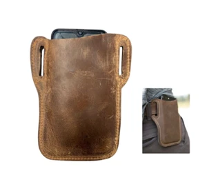 Genuine Pull Leather Mobile Phone Holder Waist Belt Holster Case - Picture 1 of 6