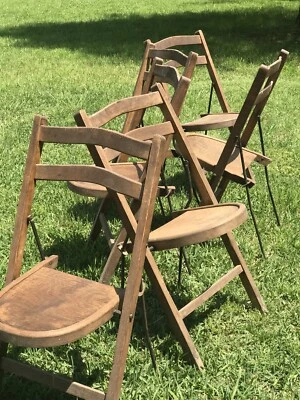 Sillas plegables Stakmore MidCentury modernas de diseño antiguas de madera y metal 6 INGLATERRA Foto 1 de 4