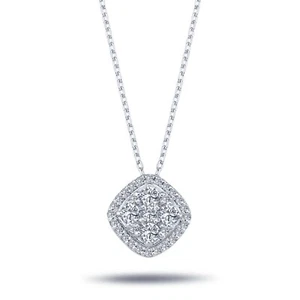 Halskette mit Diamanten Pati Anhänger groß Brillant-Schliff 14 Karat Weißgold - Bild 1 von 3