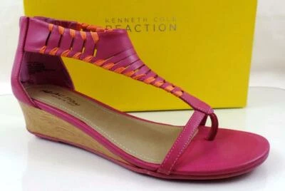 Kenneth Cole Reaction Buta B Bonita Sandalia Correa en T Cuña Baja Cremallera Rosa Talla 8.5 Foto 1 de 4