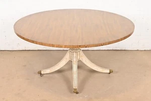 Baker Furniture Regency Oak and Tessellated Marble Pedestal Dining Table - Picture 1 of 8