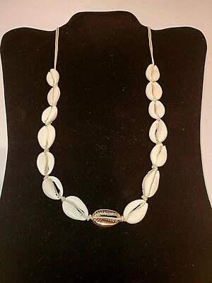 Лето - золото/белый каури ракушки ожерелье/колье и браслет/лодыжки комплект - Изображение 1 из 4