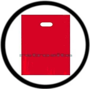 100 Qty RED 12" x 15" Low Density Glossy Merchandise Plastic Bags w/ Handles - Picture 1 of 1