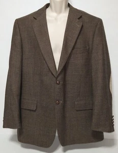 Bert Pulitzer Houndstooth Blazer Sport Coat, Elbow Patches, Lambswool, Mens 44R - Picture 1 of 10
