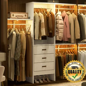 5ft Closet System 60" Wood Closet Organizer, Storage System for Walk In Wardrobe - Picture 1 of 20