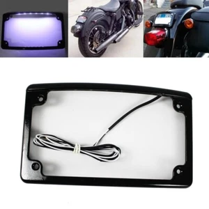 Marco de soporte de matrícula 6 LED negro cruvado para Harley Road King Street Glide - Imagen 1 de 10