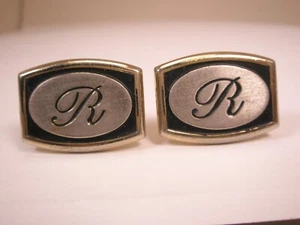 R Monogram Initial Letter Vintage HICKOK Cuff Links robert ryan randall ralph - Picture 1 of 8