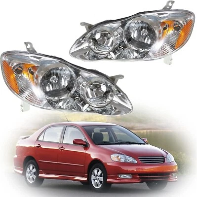 Faros halógenos cromados cromados para Toyota Corolla sedán de 4 puertas 2003-2008 nuevo juego Foto 1 de 4