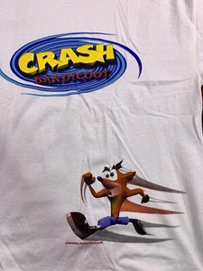 Vtg PlayStation Shirt Crash Bandicoot Youth Large Mens Small 90s Video Game