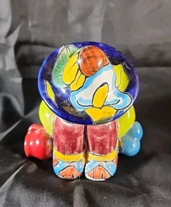 Handcrafted Mexican Talavera Pottery Figurine With Colorful Design & Hat. SS - Picture 1 of 7