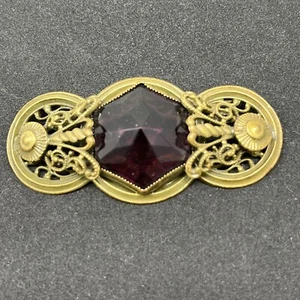 Antique Vintage Victorian Purple Glass Brooch C Clasp - Picture 1 of 8