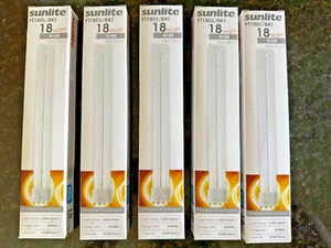 5pk -Sunlite FT18DL/841 Compact Fluorescent 18W Twin Tube Light Bulb 4100K 02175 - Picture 1 of 6